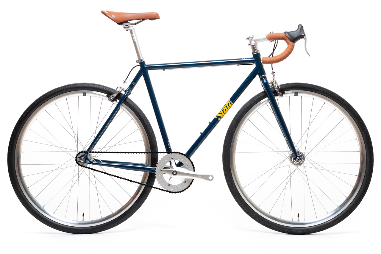 Bicicleta tracklocross 4130 Chromoly Navy Gold - Fijo y libre- Drop Bar 1