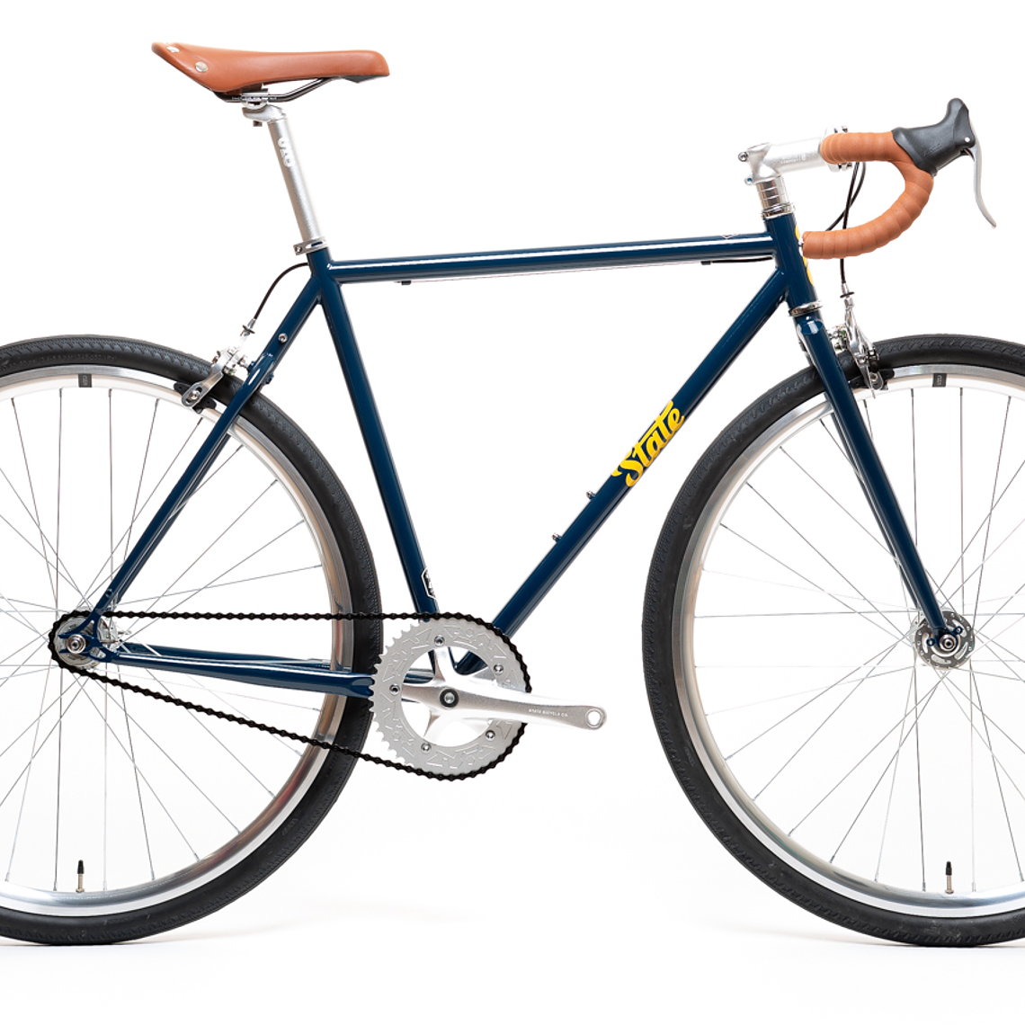 Bicicleta tracklocross 4130 Chromoly Navy Gold - Fijo y libre- Drop Bar 1