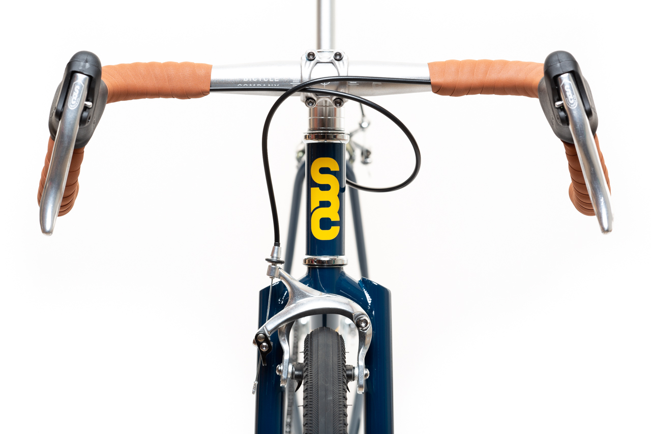 Bicicleta tracklocross 4130 Chromoly Navy Gold - Fijo y libre- Drop Bar 2