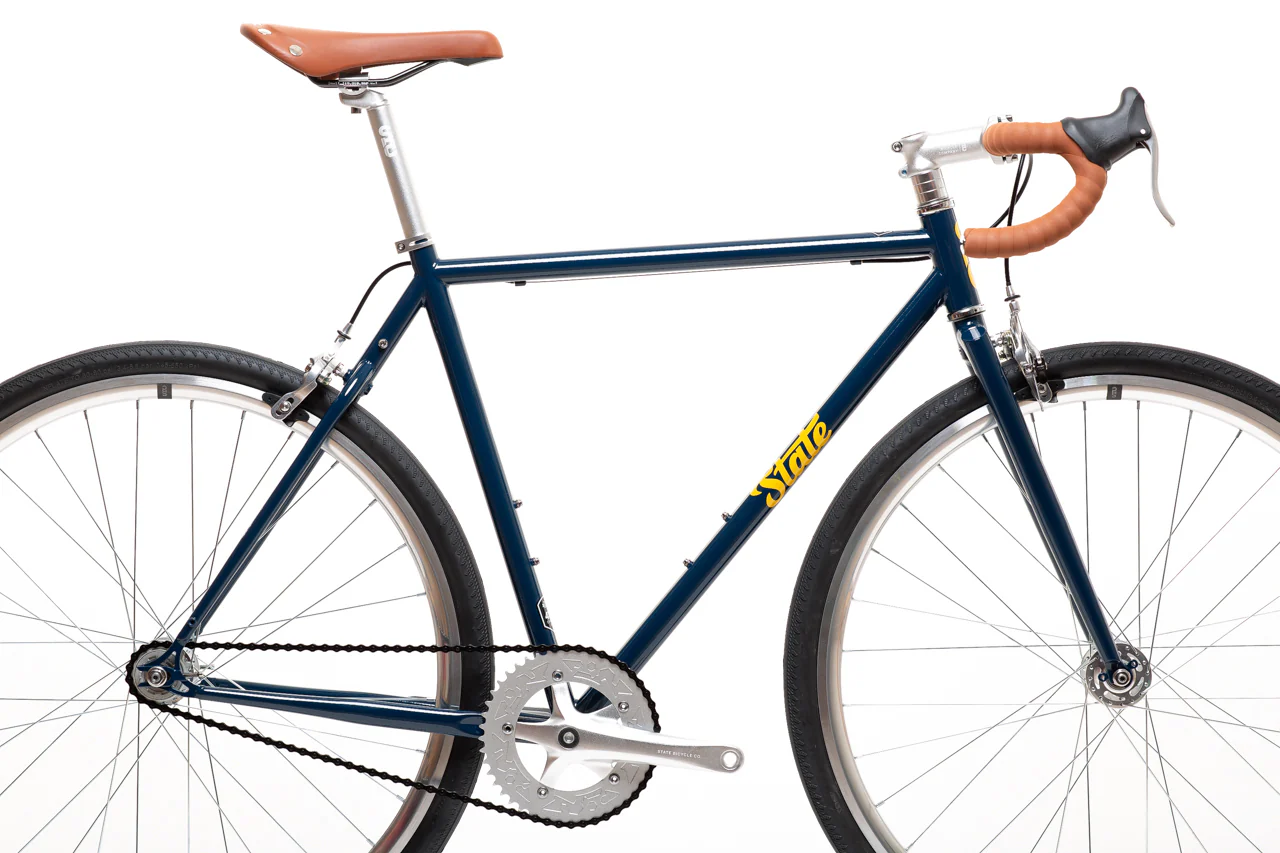 Bicicleta tracklocross 4130 Chromoly Navy Gold - Fijo y libre- Drop Bar 4