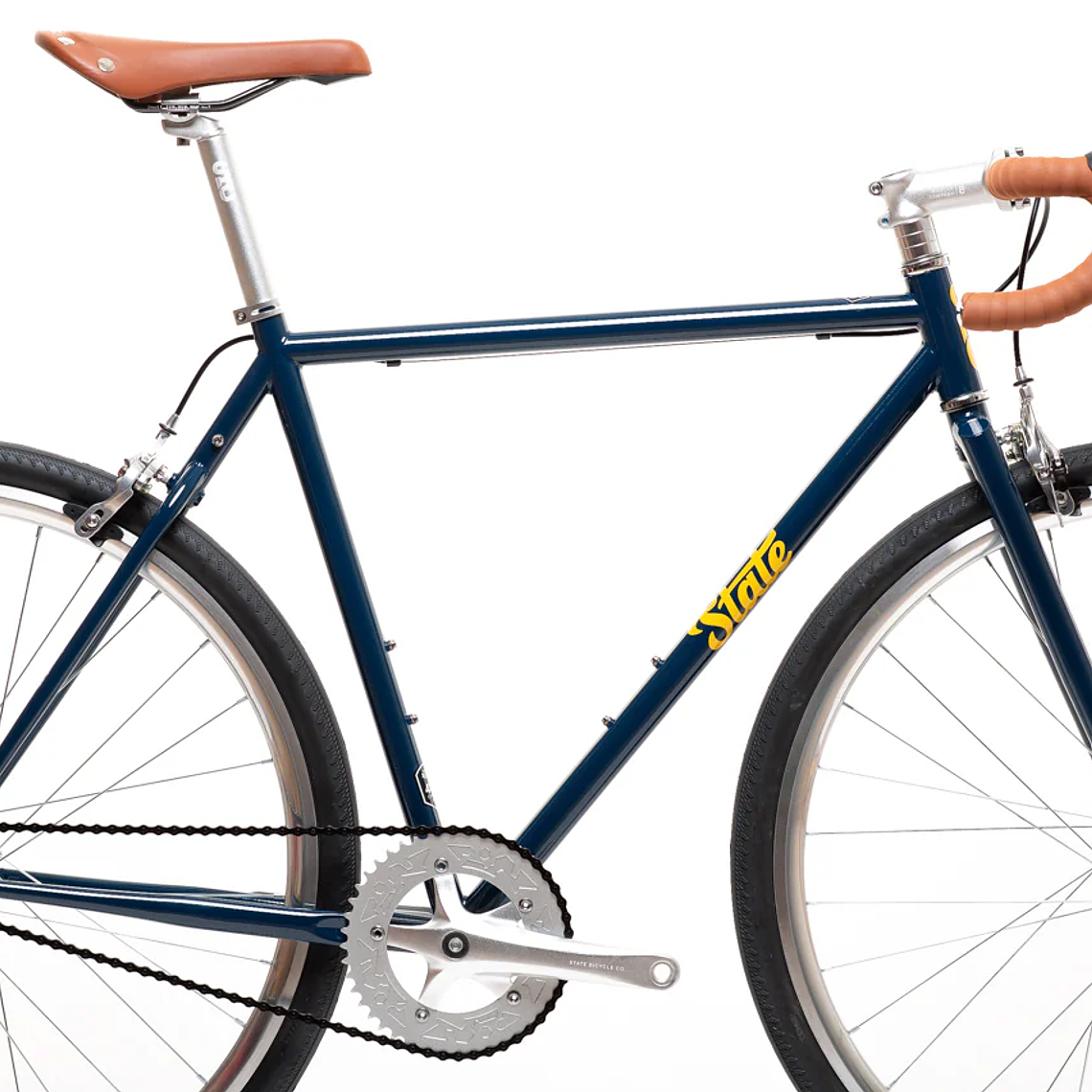 Bicicleta tracklocross 4130 Chromoly Navy Gold - Fijo y libre- Drop Bar 4