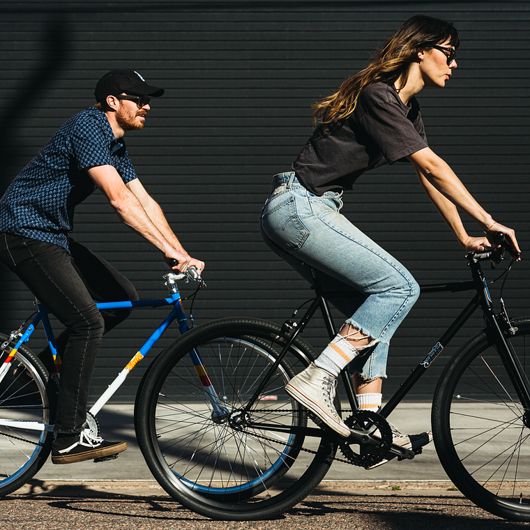 Bicicleta tracklocross 4130 Chromoly Black Mirror - Fijo y libre- Drop Bar 10