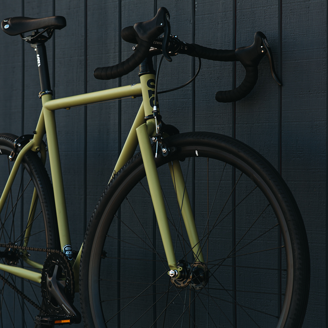 Bicicleta tracklocross 4130 Chromoly Matte Olive - Fijo y libre- Drop Bar 10