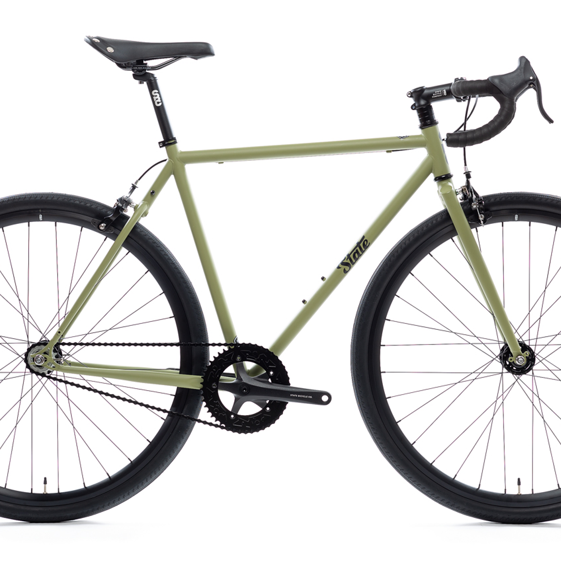 Bicicleta tracklocross 4130 Chromoly Matte Olive - Fijo y libre- Drop Bar 1