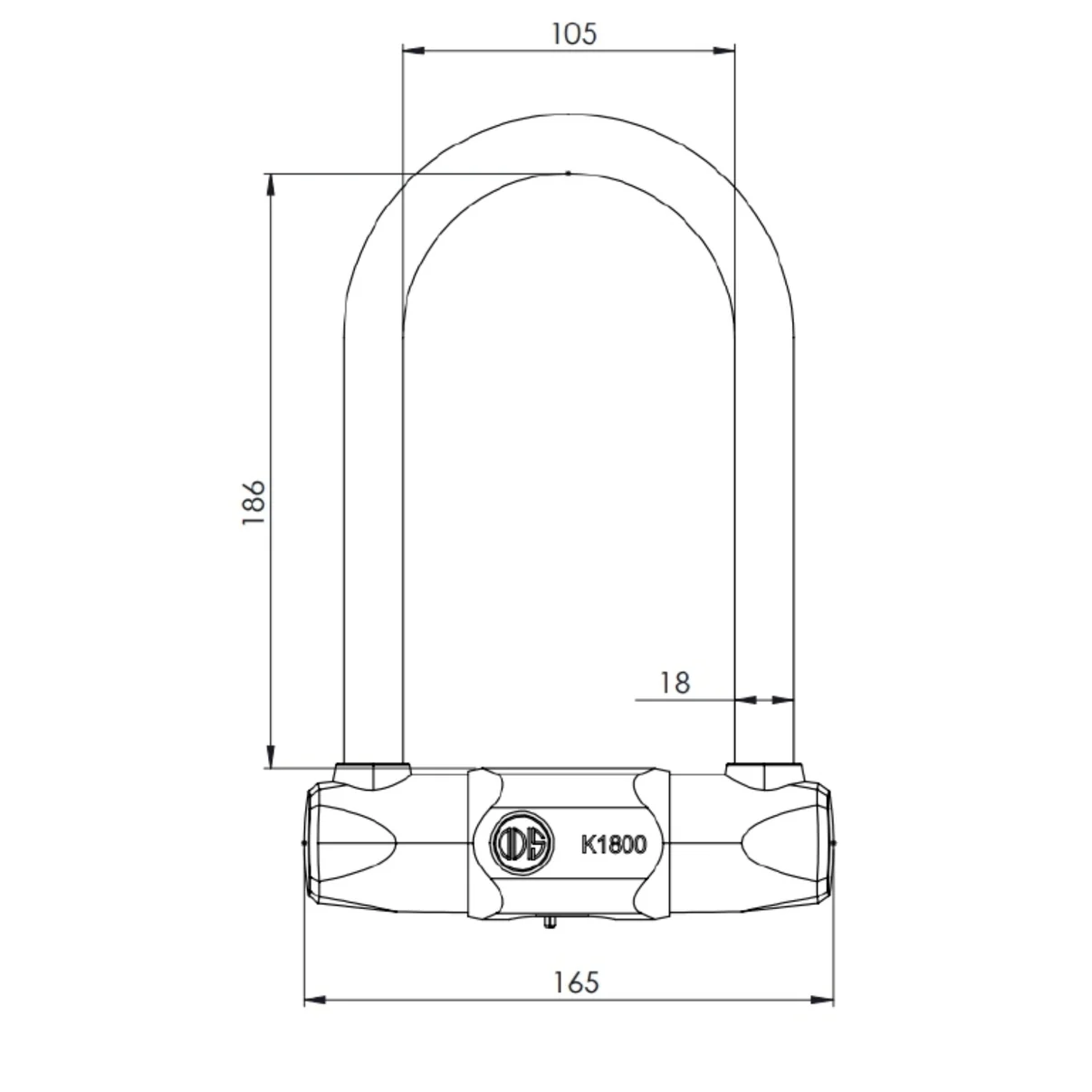 Candado Bicicleta U Lock Odis Bike K1800 -  18x186mm Llave 3