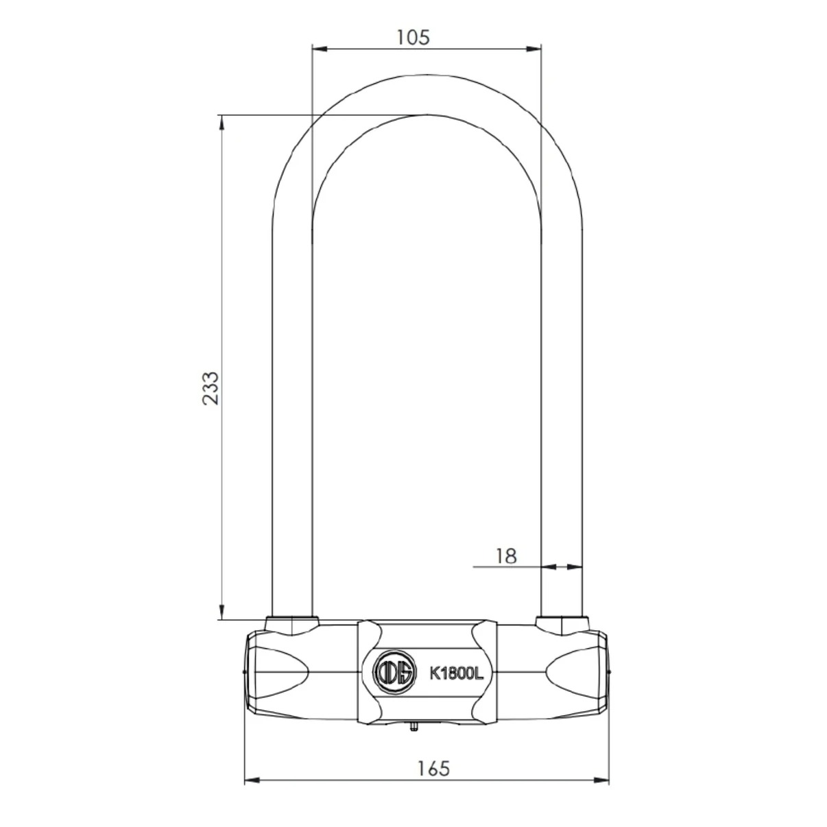 Candado Bicicleta U Lock Odis Bike K1800l - 18x233mm Llave  2
