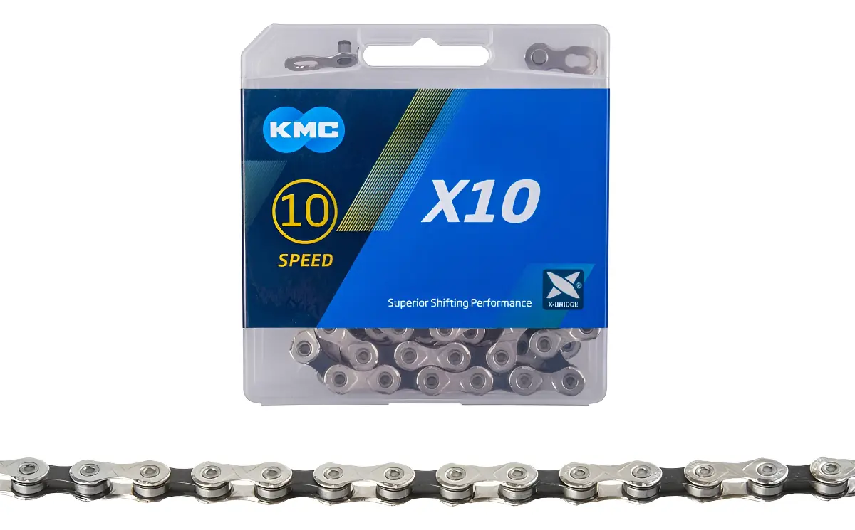 Cadena 10 velocidades Kmc 1/2x11/128,  Negra/plata 1