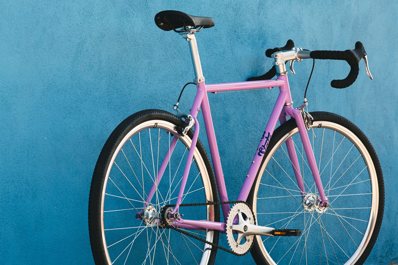 Bicicleta tracklocross 4130 Chromoly Purple - Fijo y libre 14
