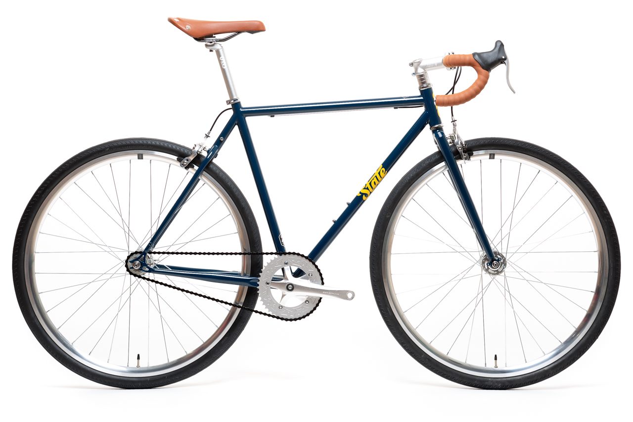 Bicicleta tracklocross 4130 Chromoly Navy Gold - Fijo y libre- Drop Bar 1