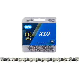 Cadena 10 velocidades Kmc 1/2x11/128, Negra/plata