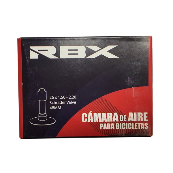 Cámara para bicicleta aro 26 x 1.50/2.20 Butyl, con válvula de auto (Schrader) 48MM - RBX 1
