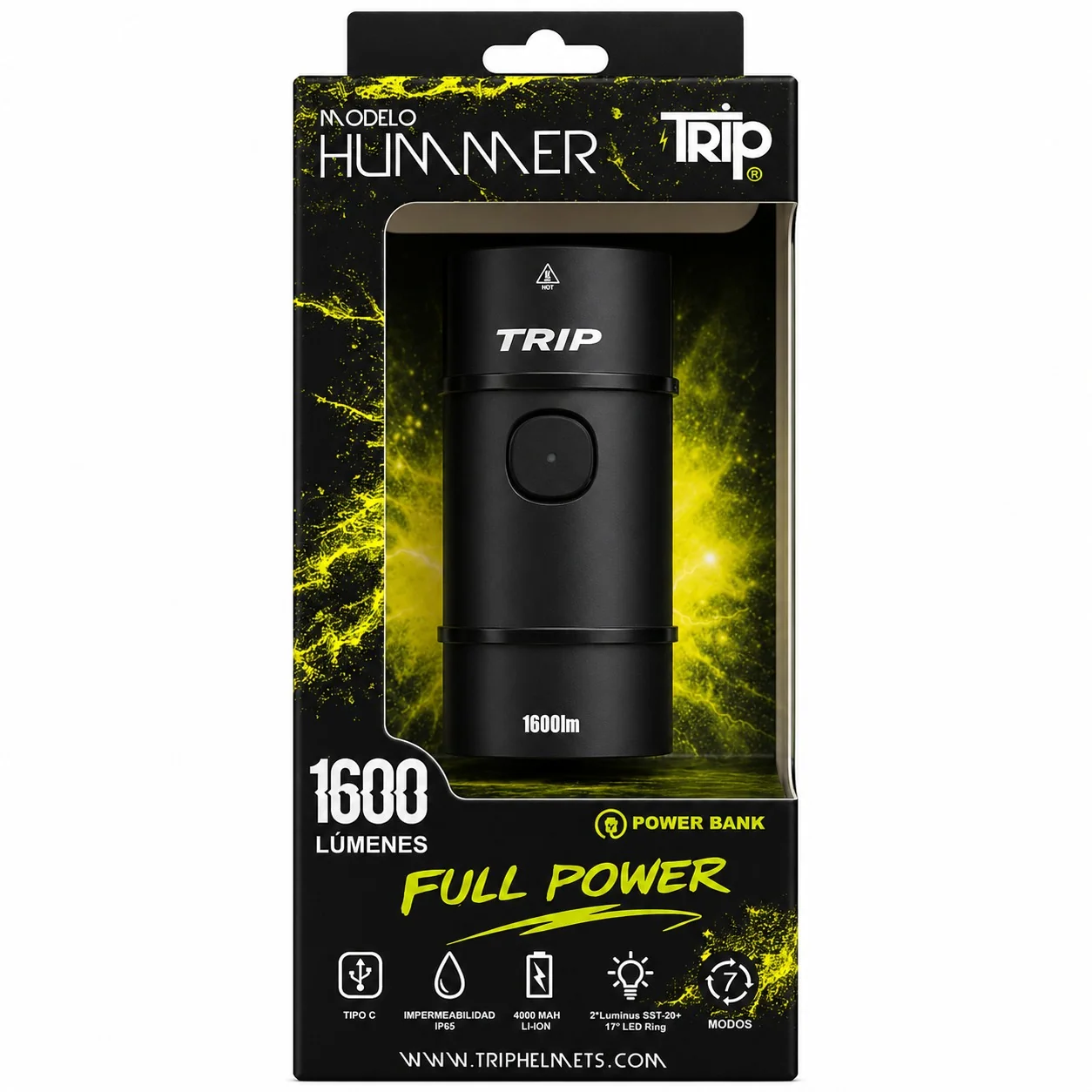 Luz Delantera para Bicicleta Trip Hummer USB 1600 Lúmenes 1