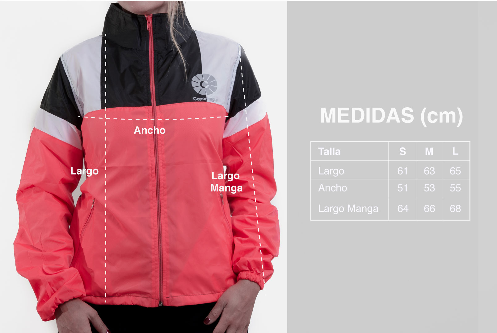 Cortaviento mujer Copenhague - Fucsia, negro 5