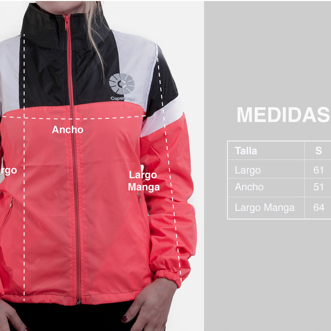 Cortaviento mujer Copenhague - Fucsia, negro 5