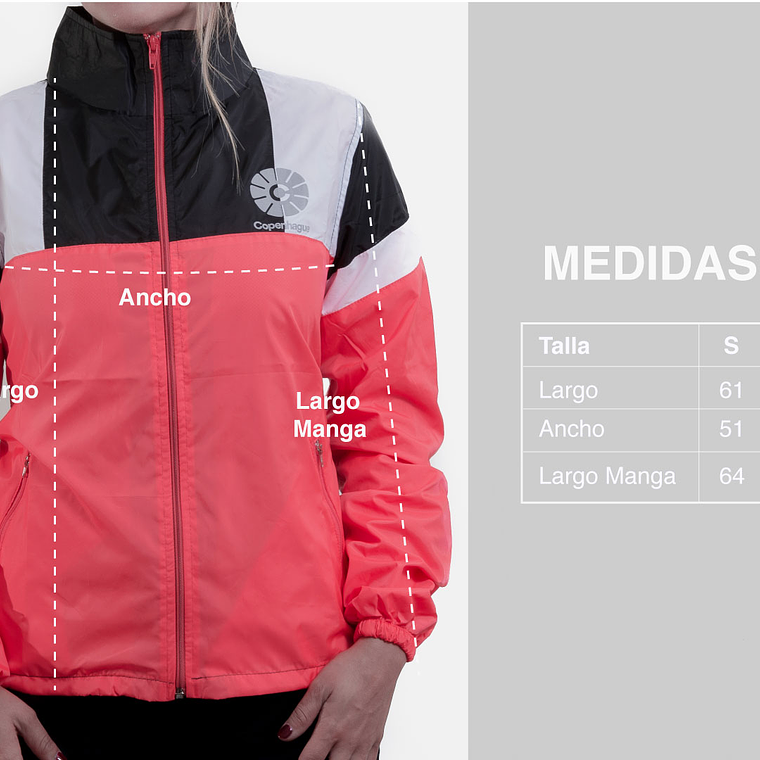 Cortaviento mujer Copenhague - Fucsia, negro 5