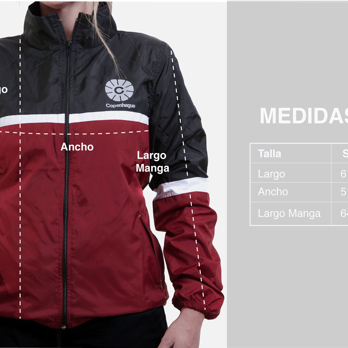 Cortaviento mujer Copenhague - Rojo, negro 5