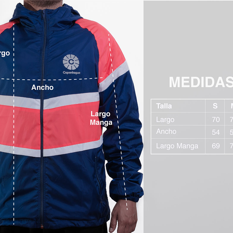 Cortaviento unisex Copenhague - Azul, fucsia 7