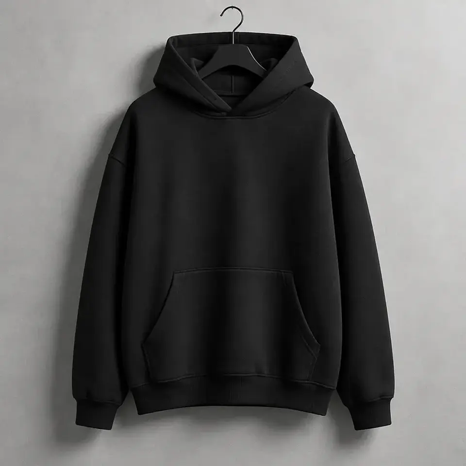 Hoodie negro de corte relajado 1