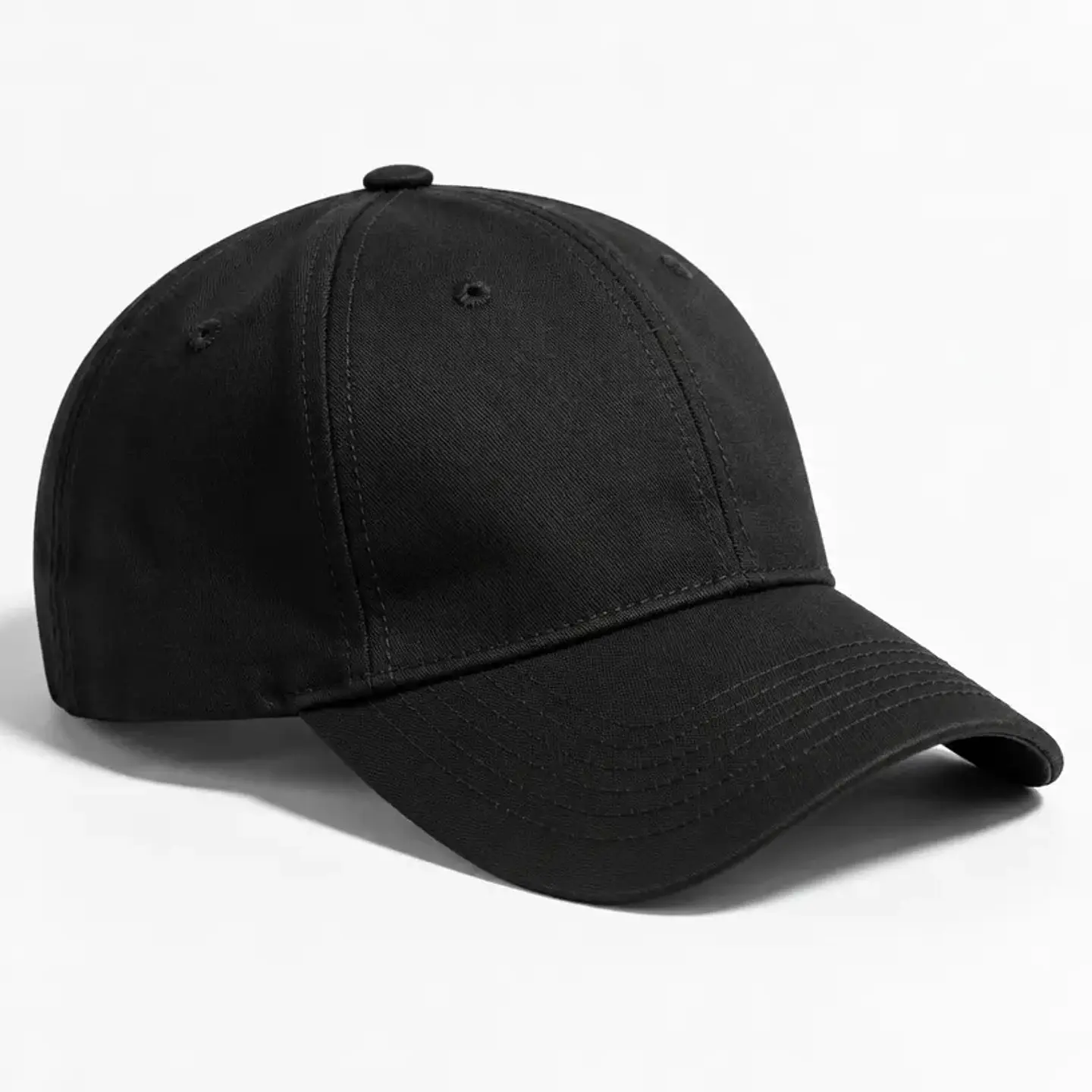 Gorra de seis paneles negra 1