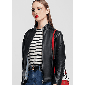 CASACA DE CUERO CON DIFERENTES TEXTURAS