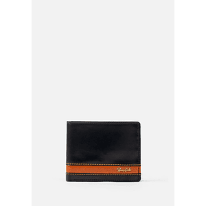 BILLETERA DE ESTILO CASUAL EN CUERO ITALIANO Y DETALLES EN CONTRASTE