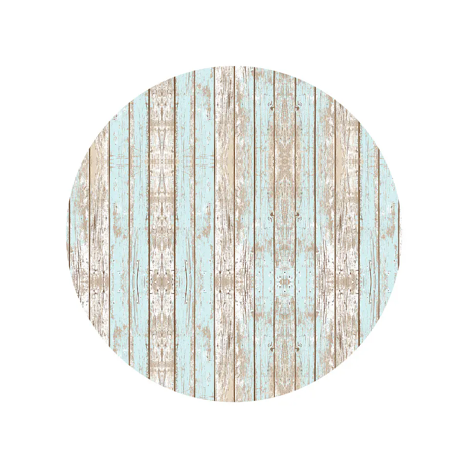 Madera Vintage Azul Redonda 1