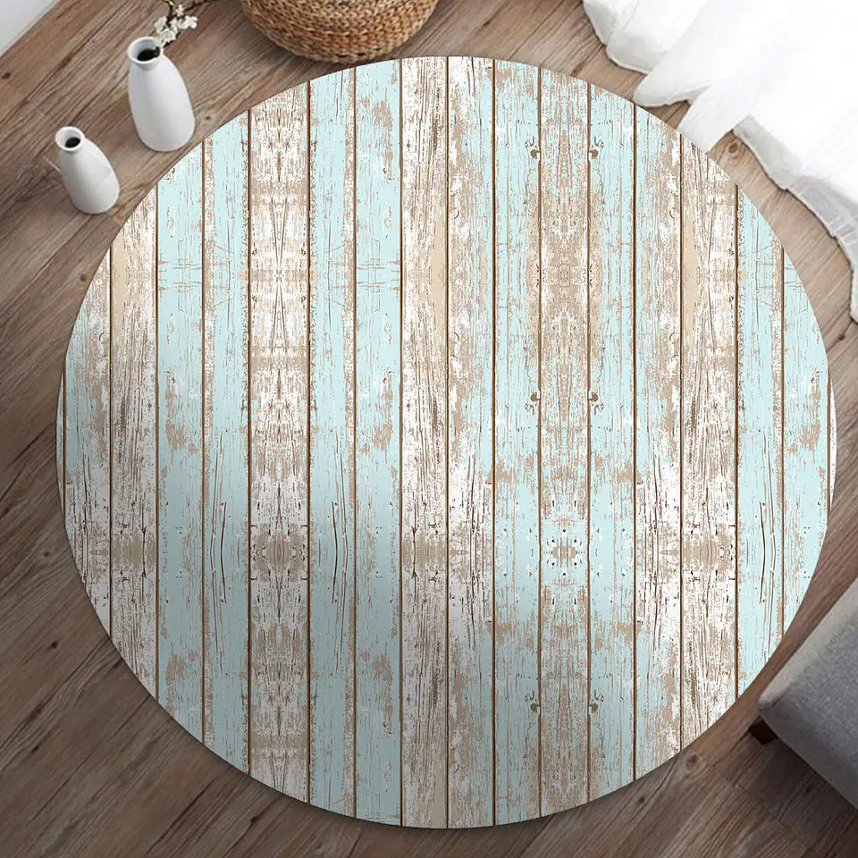 Madera Vintage Azul Redonda 2