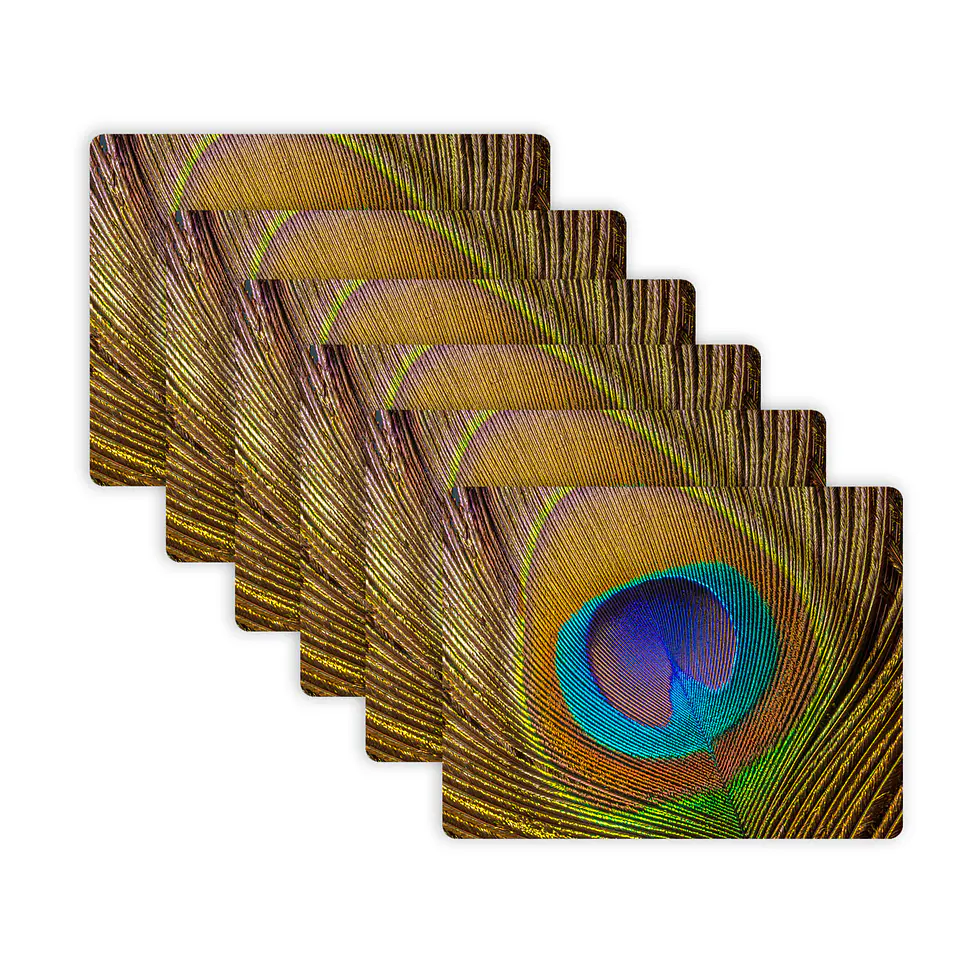 Set 6 Individuales Plumas Pavo Real 1
