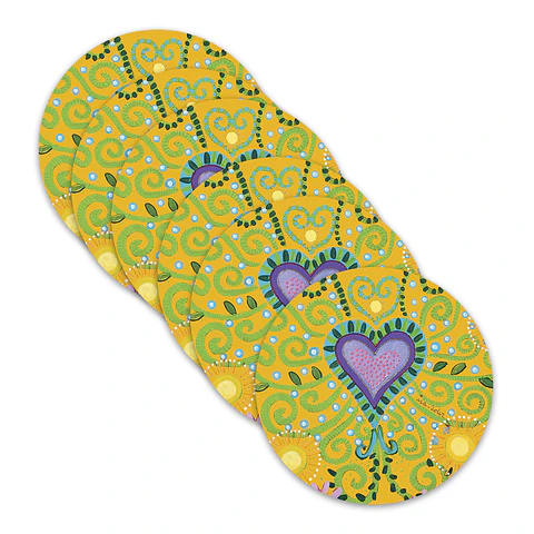 Set 6 Individuales Redondo Enredadera Amarillo