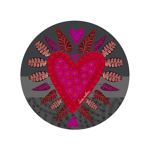 Set 6 Individuales Redondo Corazón Gris