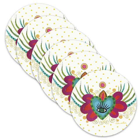 Set 6 Individuales Redondo Alas Blanco