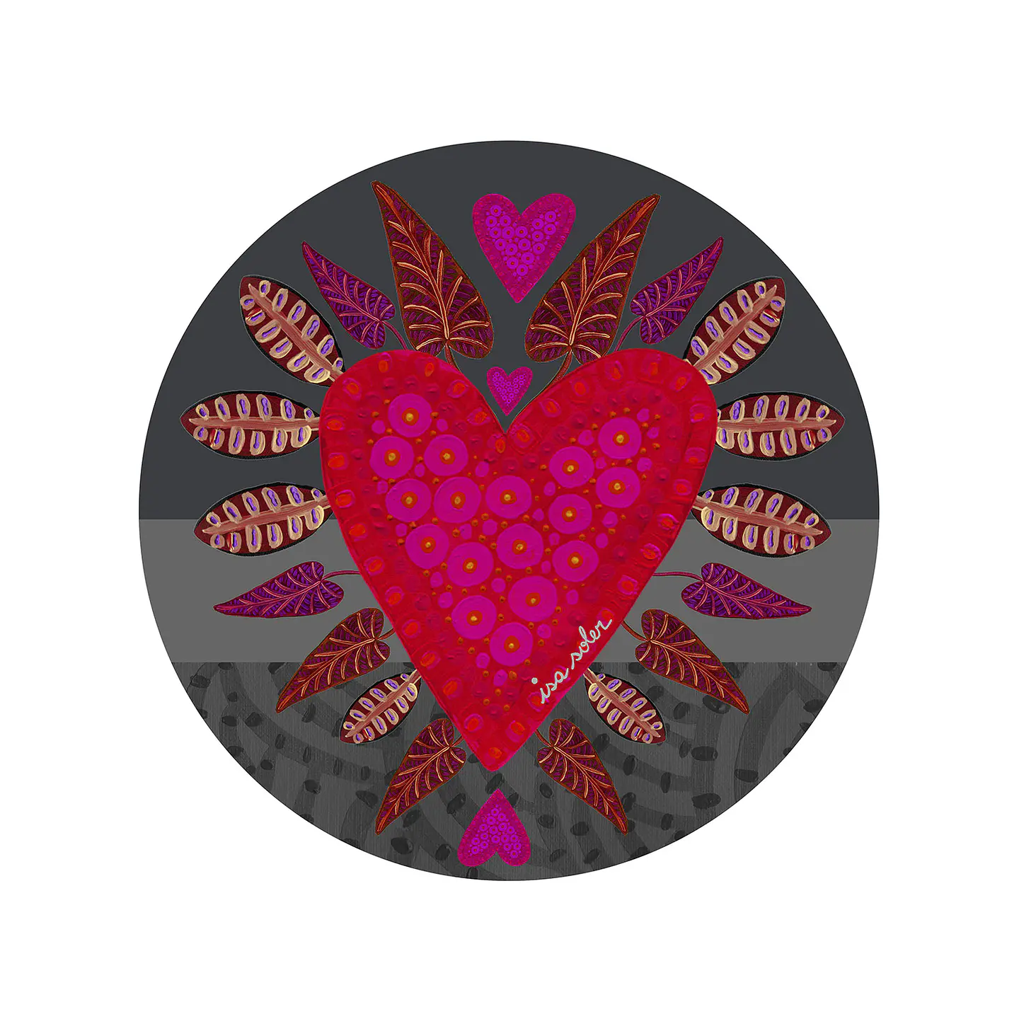 Set 6 Individuales Redondo Corazón Gris 2