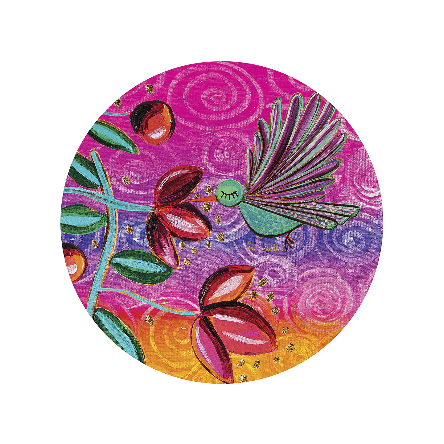 Set 6 Individuales Redondo Colibrí Multicolor 2