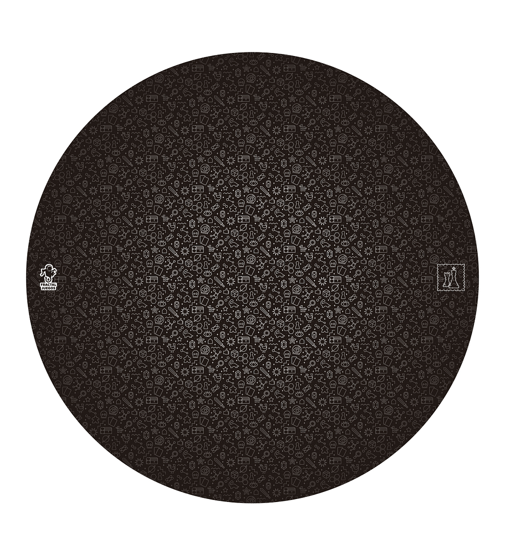 Playmat Fractal Negro Redondo 70 x 70 cms