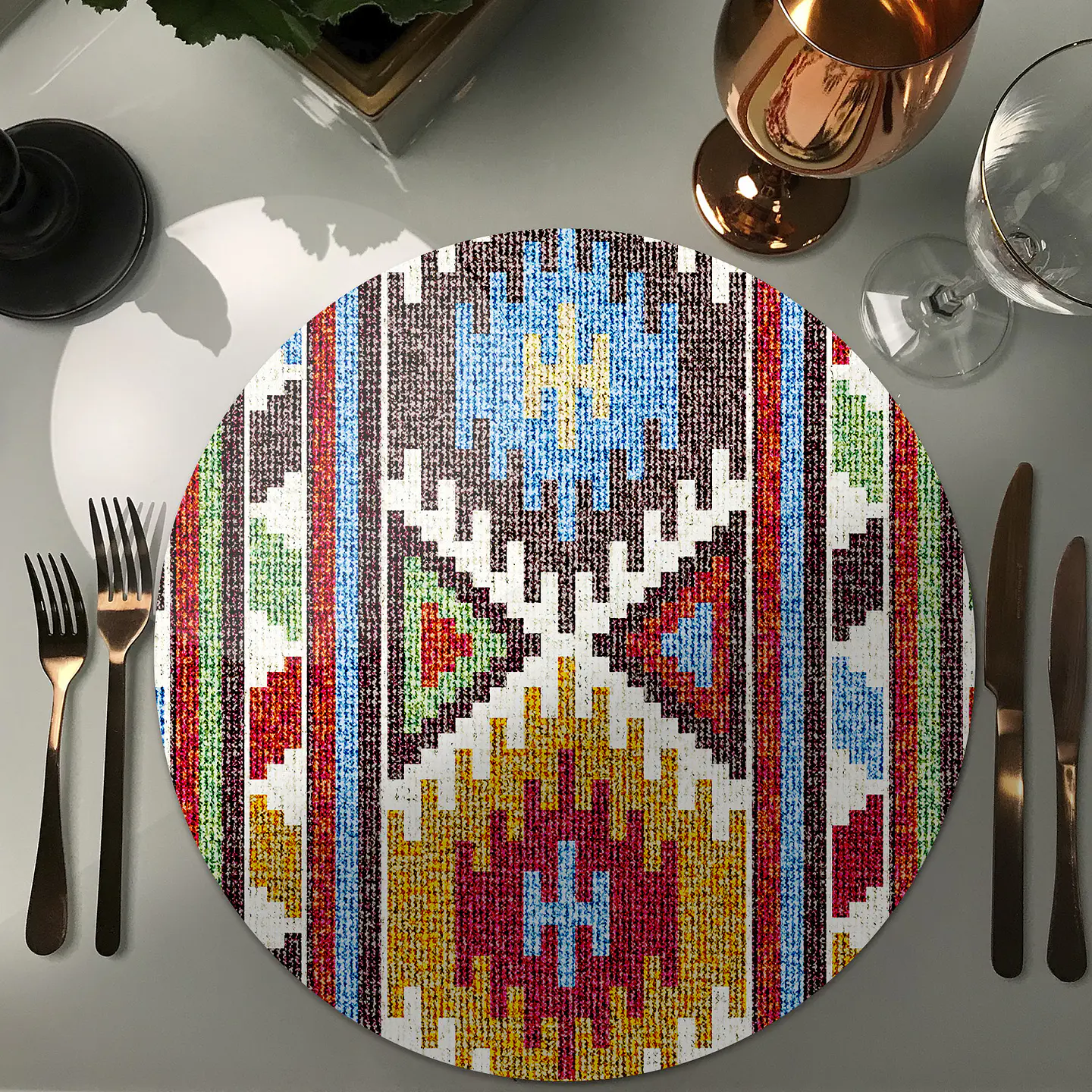 Set 6 Individuales Kilim Redondo 3