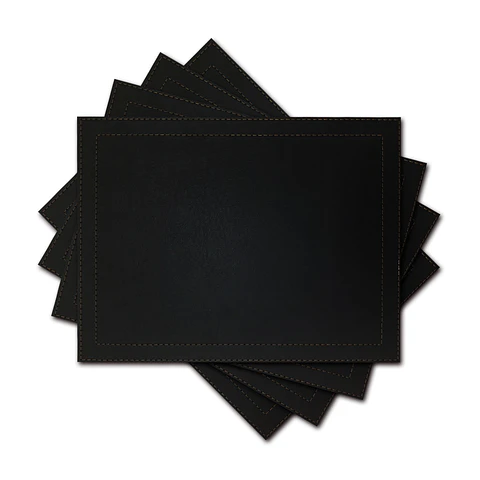 Set 4 Individuales Negro Rectangular