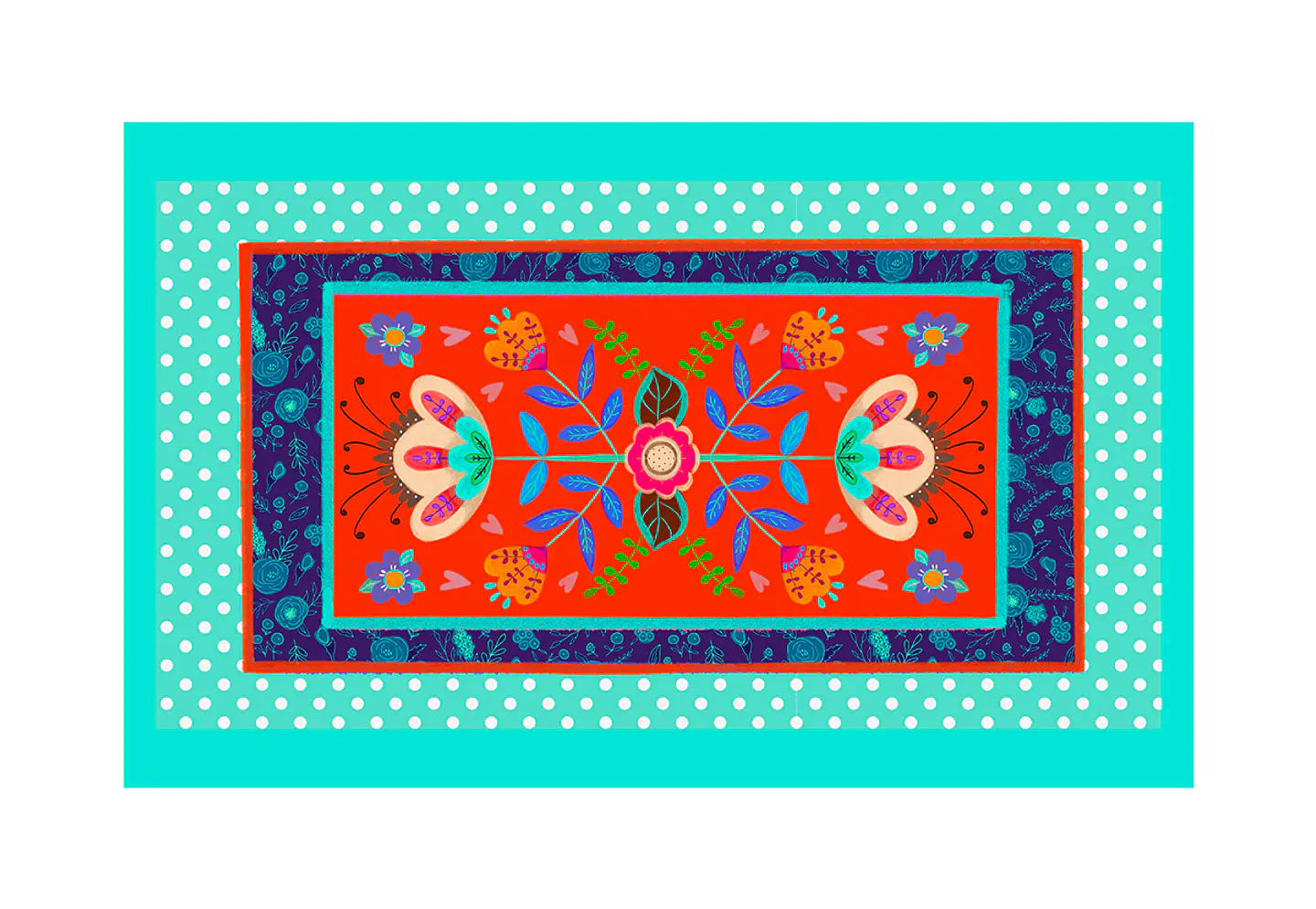 Alfombra Folk Rojo 140 x 220 cm 1
