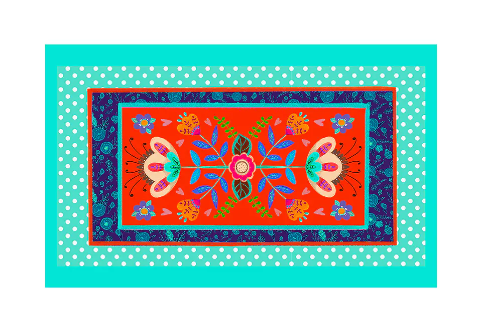 Alfombra Folk Rojo 140 x 220 cm 1