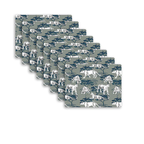 Set De 8 Individuales Graba Leopardo Rectangular
