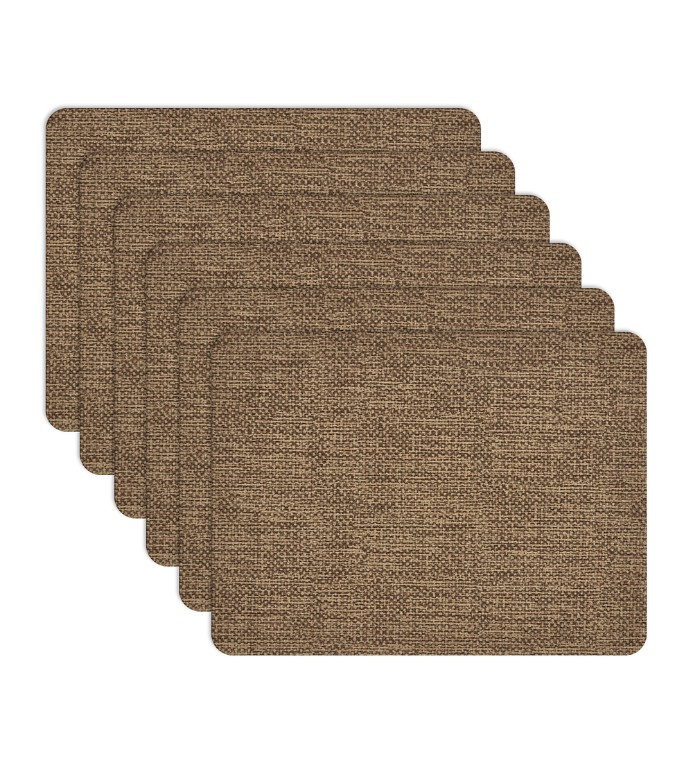 Set 6 Individuales Luxe Rustic Brown Rectangular