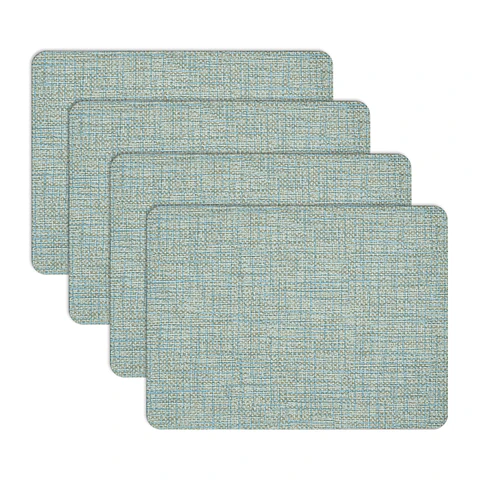 Set 4 Individuales Luxe Ligth Blue Rectangular