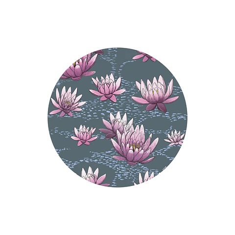 Set 6 Individuales Graba Flor De Loto Redondos