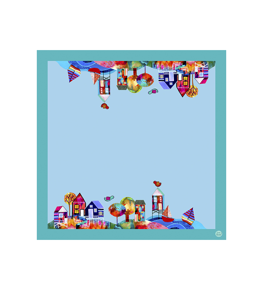 Alfombra Puerto Celeste 140 x 140 cm