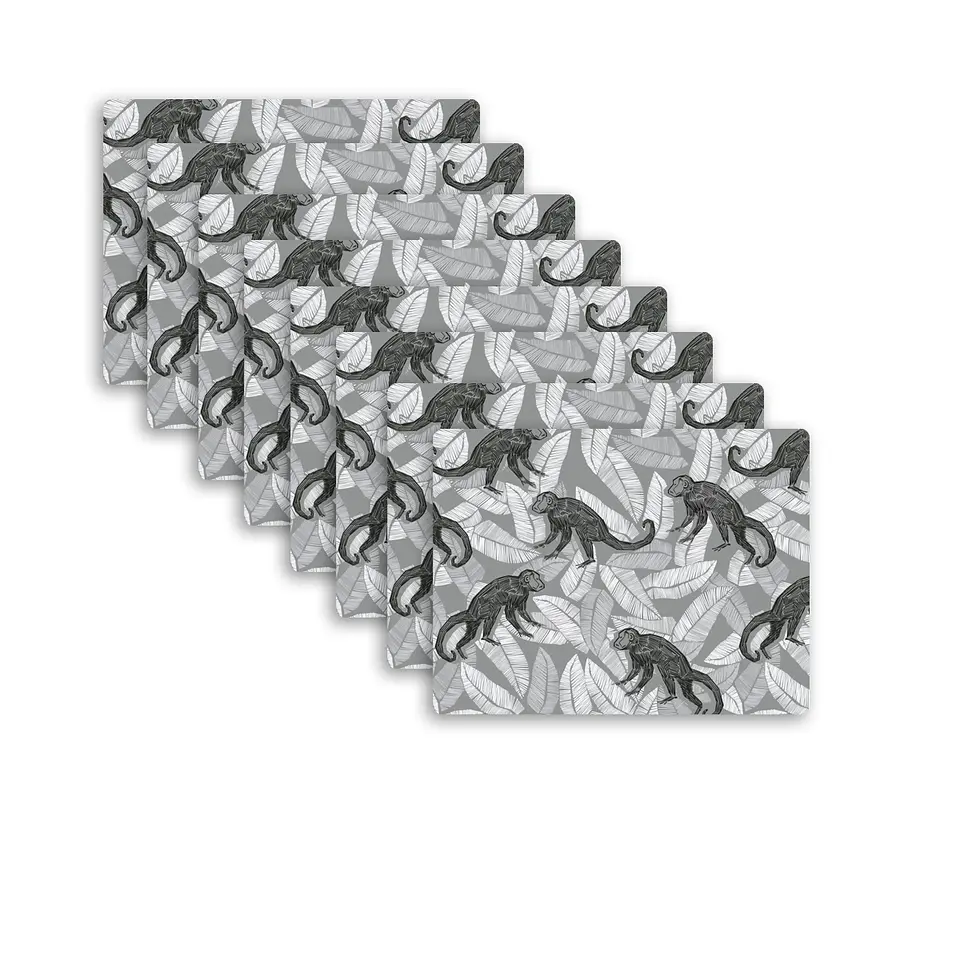 Set 8 Individuales Graba Monos Rectangular 1