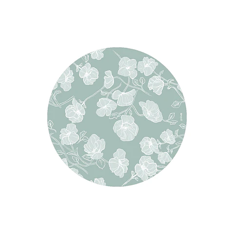 Set 6 Individuales Graba Flores Menta Redondos