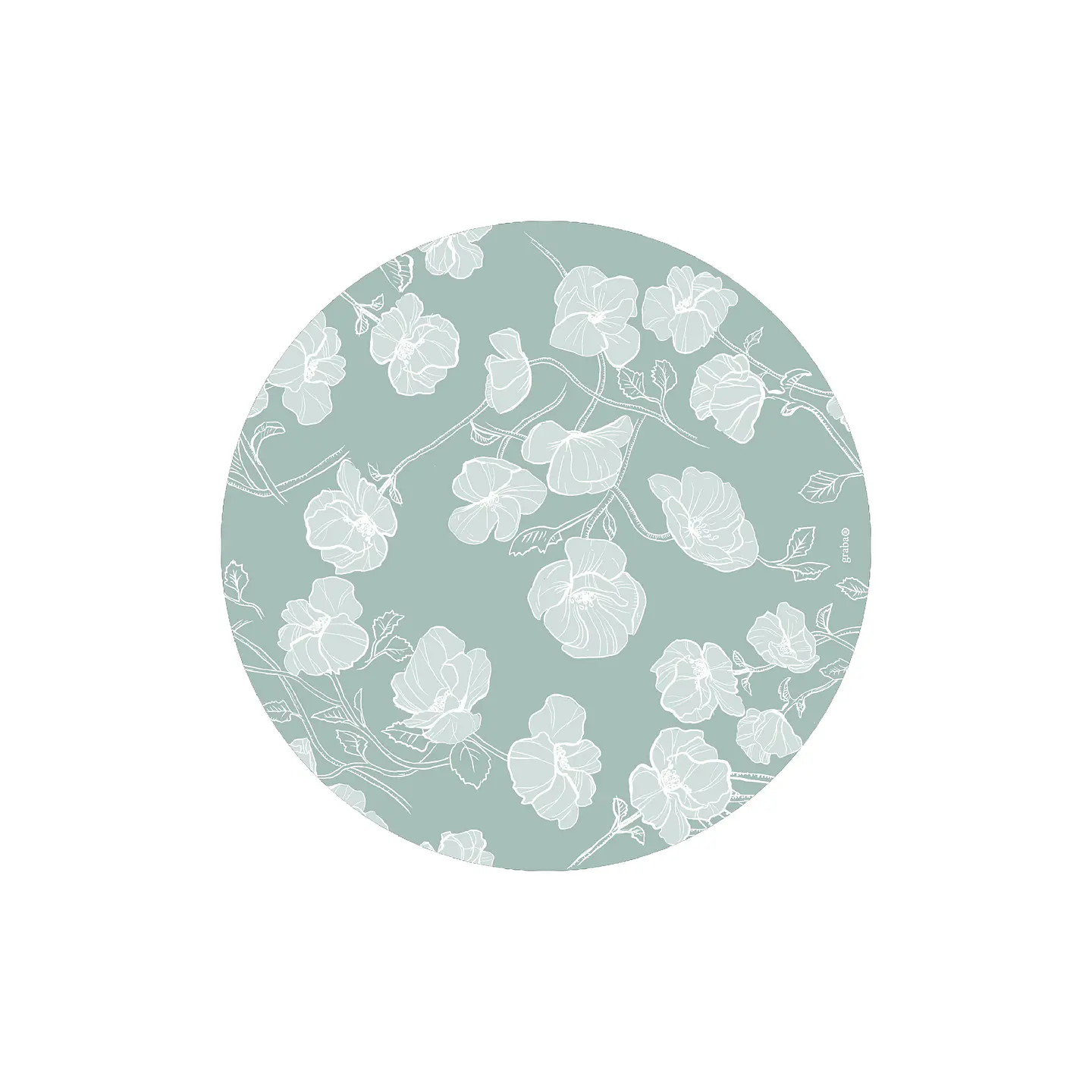 Set 6 Individuales Graba Flores Menta Redondos 2
