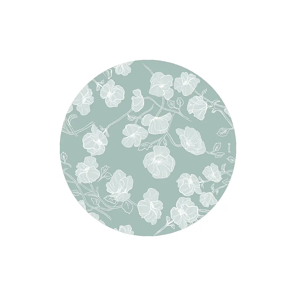Set 6 Individuales Graba Flores Menta Redondos 2