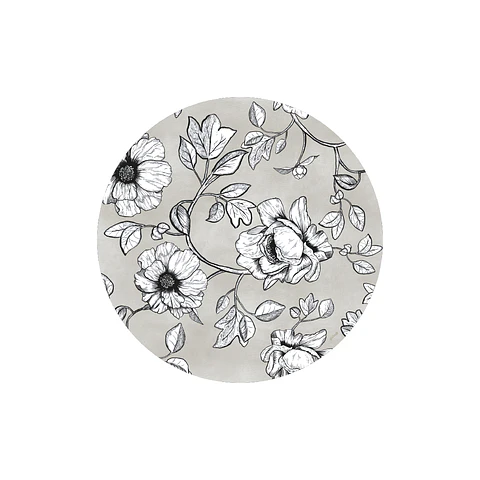Set 6 Individuales Graba Rosas Gris Redondos
