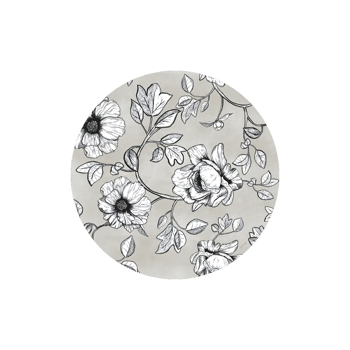 Set 6 Individuales Graba Rosas Gris Redondos 2