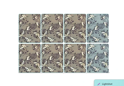 Set 8 Individuales Pájaros Naranja - Gris Rectangular